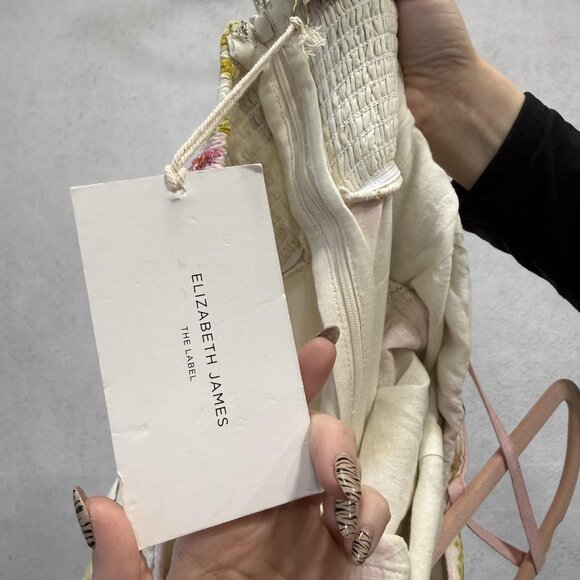 Elizabeth James The Label Annalisa Dress Womens Large White Floral Maxi Sundress - Picture 4 of 11